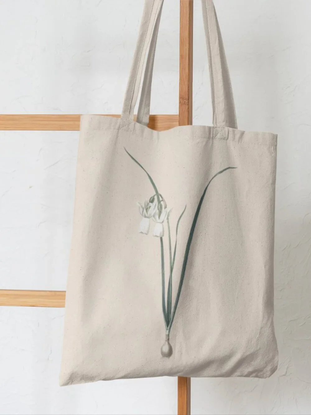 Slender False Garlic Vintage Floral Print Graphic Canvas Tote Bag